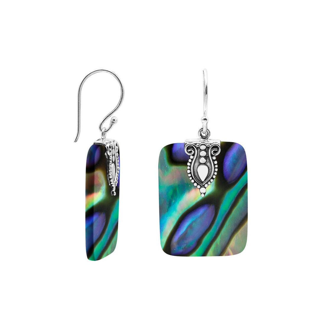 AE-1183-AB Sterling Silver Square Shape Earring With Abalone Shell Jewelry Bali Designs Inc 