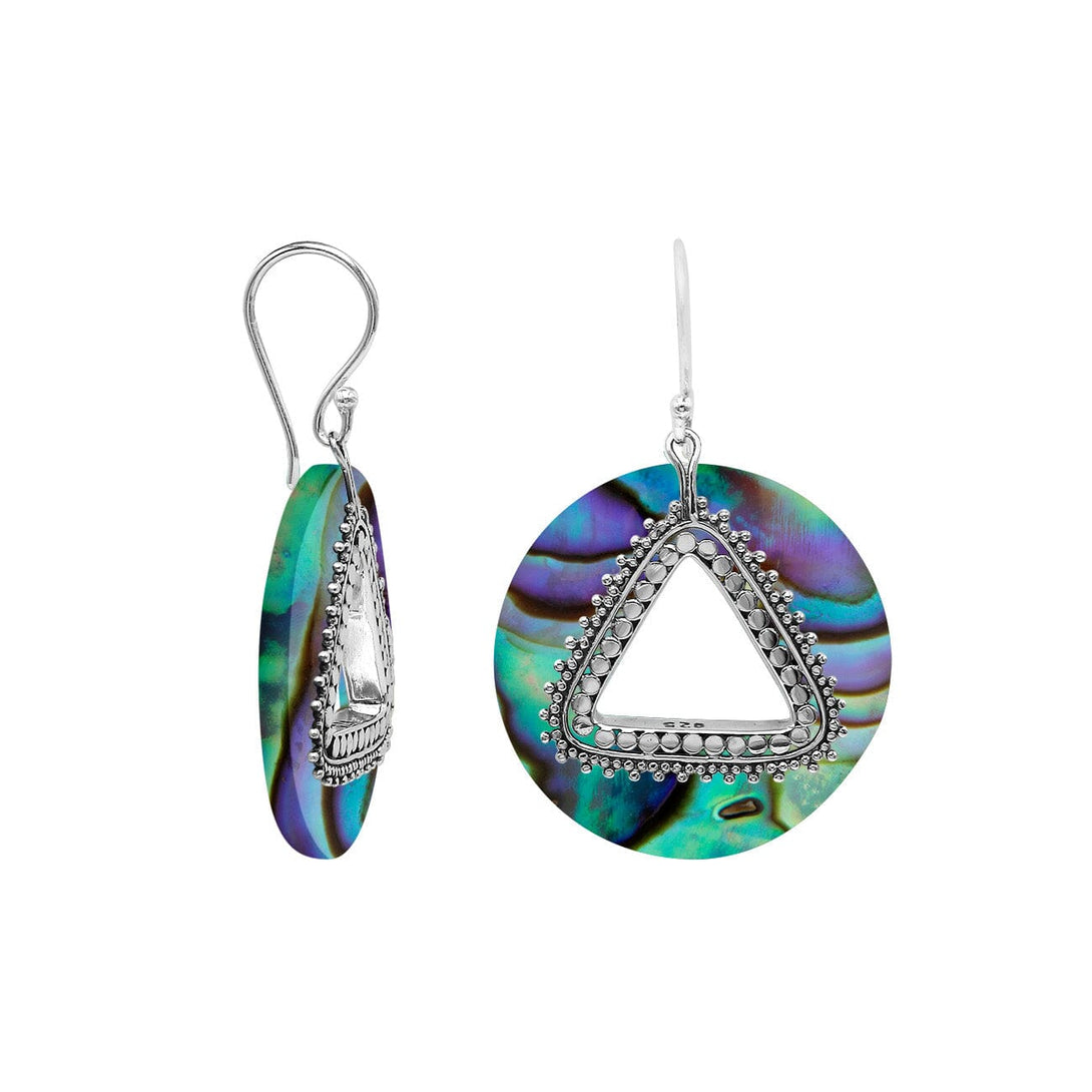 AE-1184-AB Sterling Silver Round Shape Earring With Abalone Shell Jewelry Bali Designs Inc 