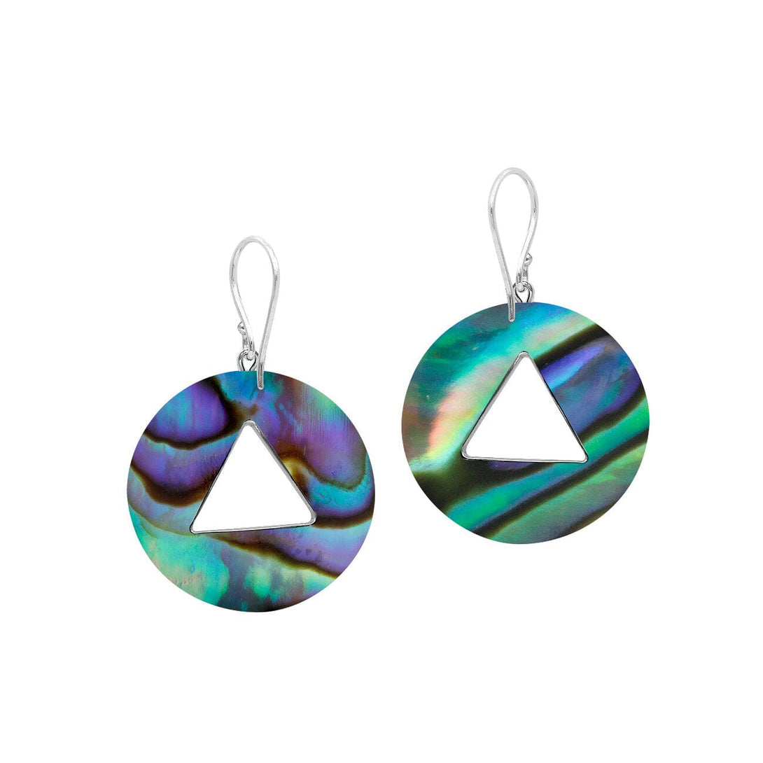 AE-1184-AB Sterling Silver Round Shape Earring With Abalone Shell Jewelry Bali Designs Inc 