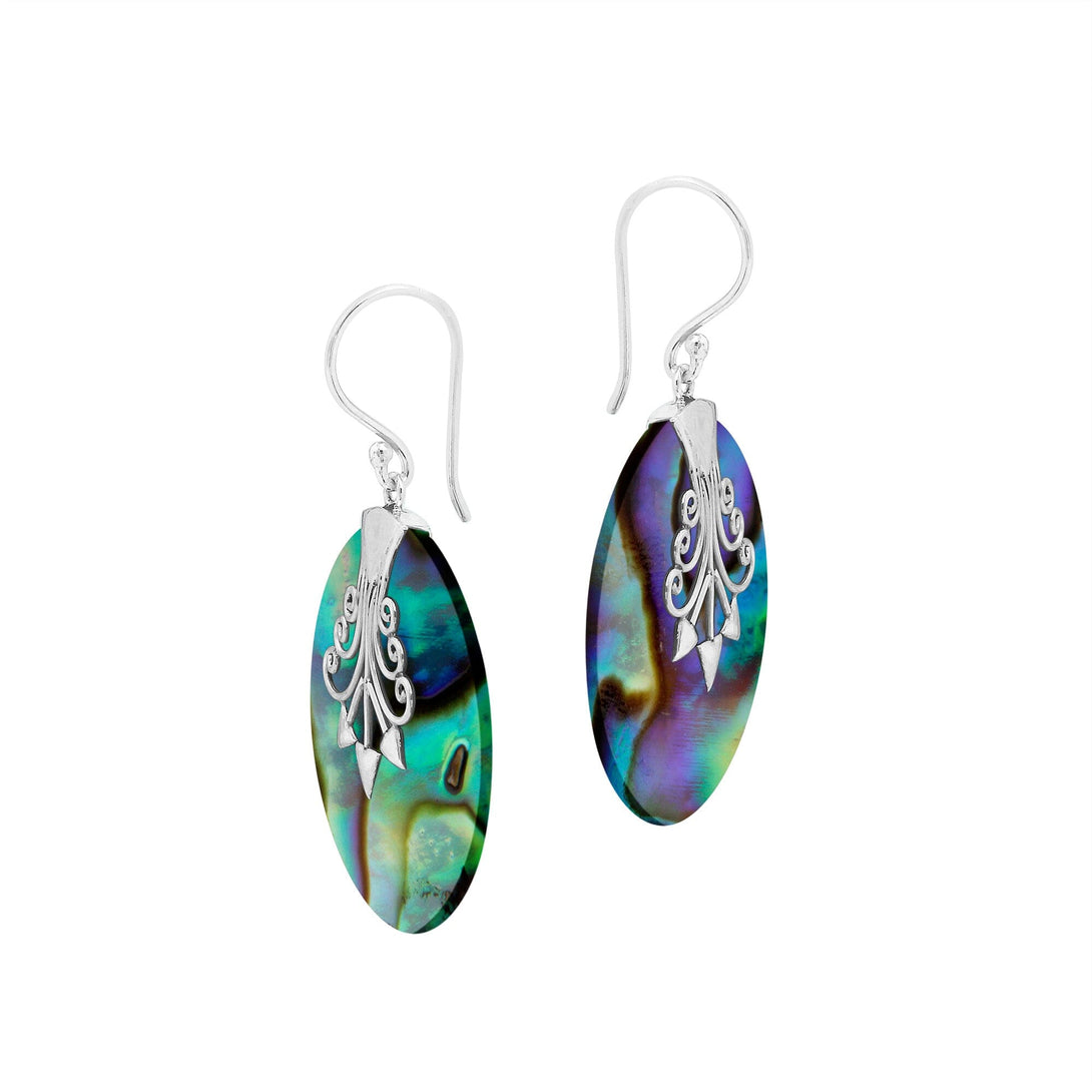 AE-1192-AB Sterling Silver Earring With Round Abalone Shell Jewelry Bali Designs Inc 