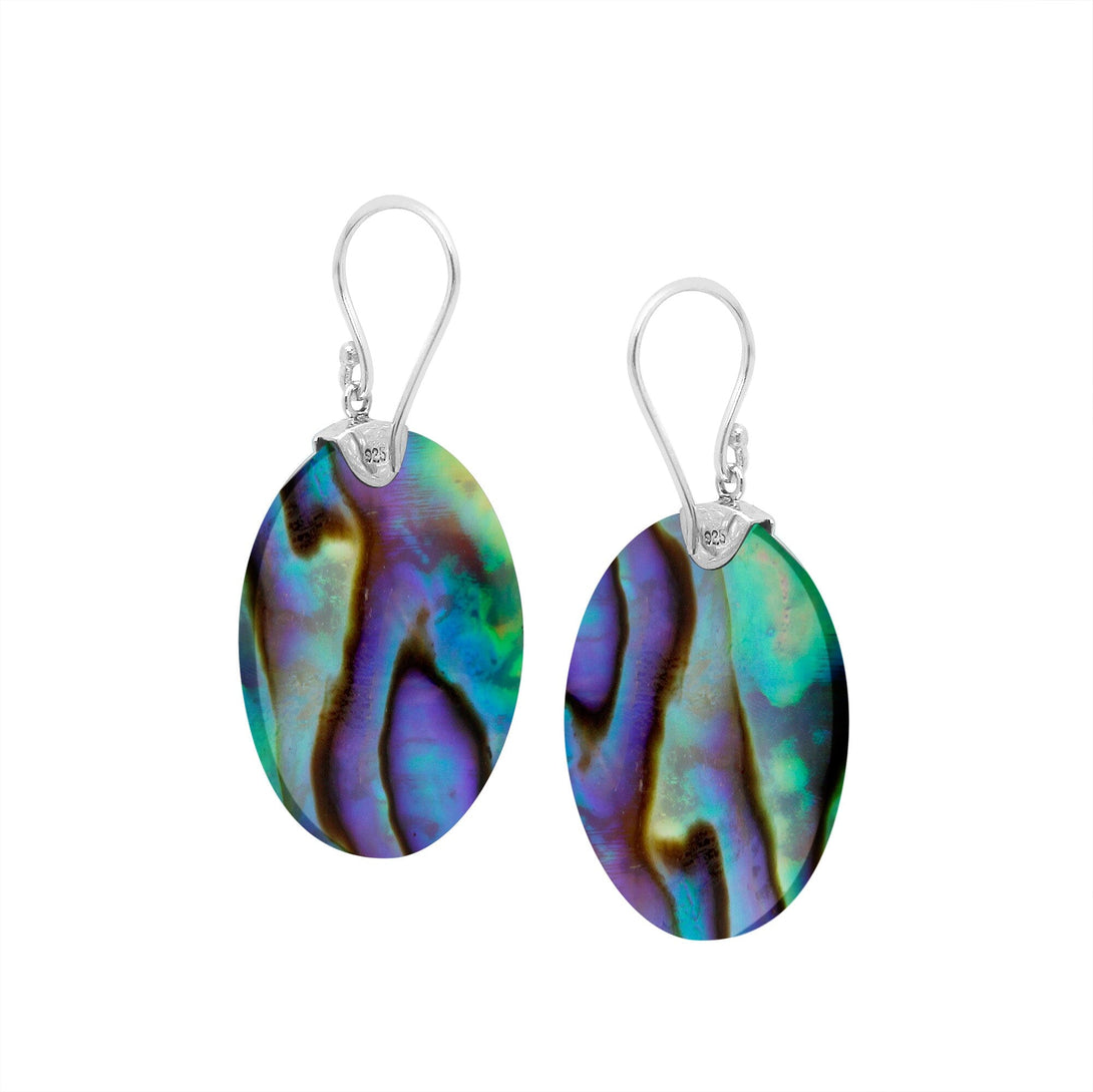 AE-1192-AB Sterling Silver Earring With Round Abalone Shell Jewelry Bali Designs Inc 