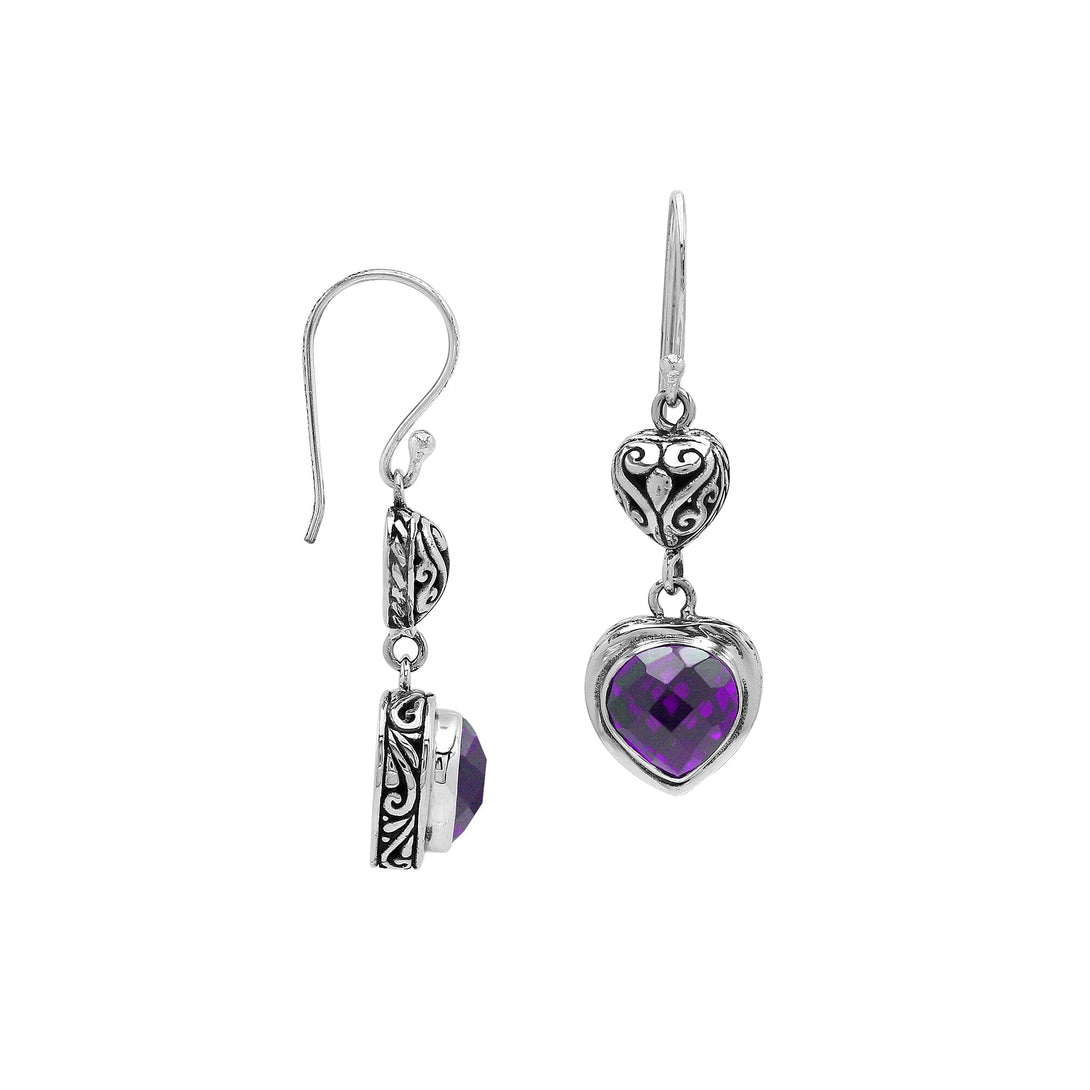 AE-1204-AM Sterling Silver Earring With Amethyst Q. Jewelry Bali Designs Inc 