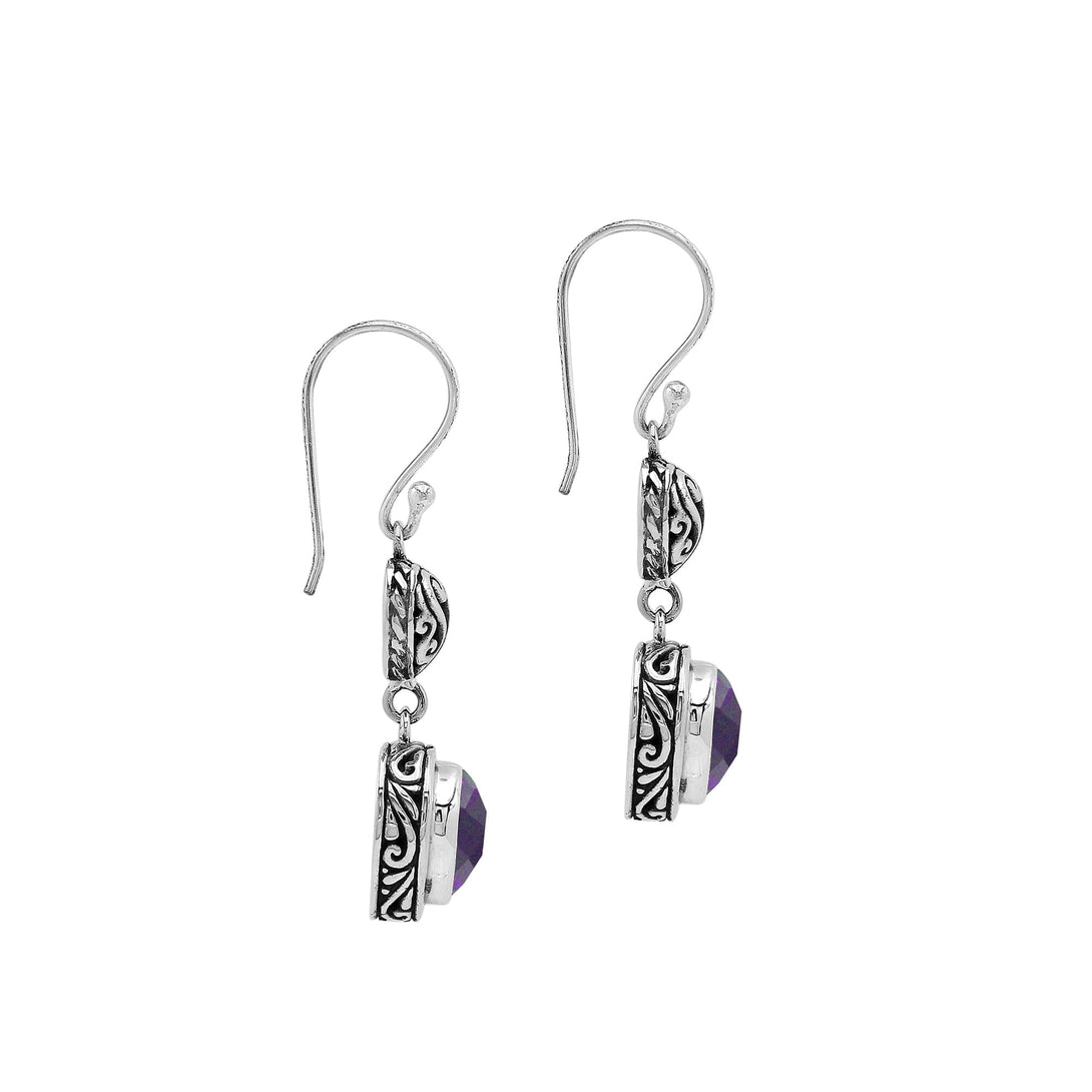 AE-1204-AM Sterling Silver Earring With Amethyst Q. Jewelry Bali Designs Inc 