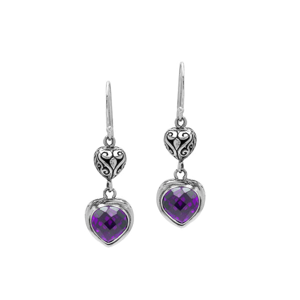 AE-1204-AM Sterling Silver Earring With Amethyst Q. Jewelry Bali Designs Inc 