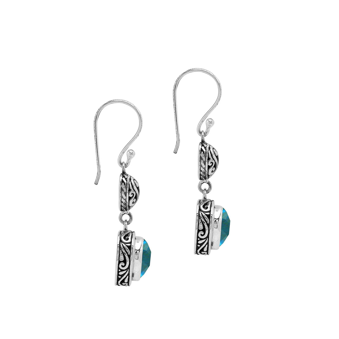 AE-1204-BT Sterling Silver Earring With Blue Topaz Q. Jewelry Bali Designs Inc 