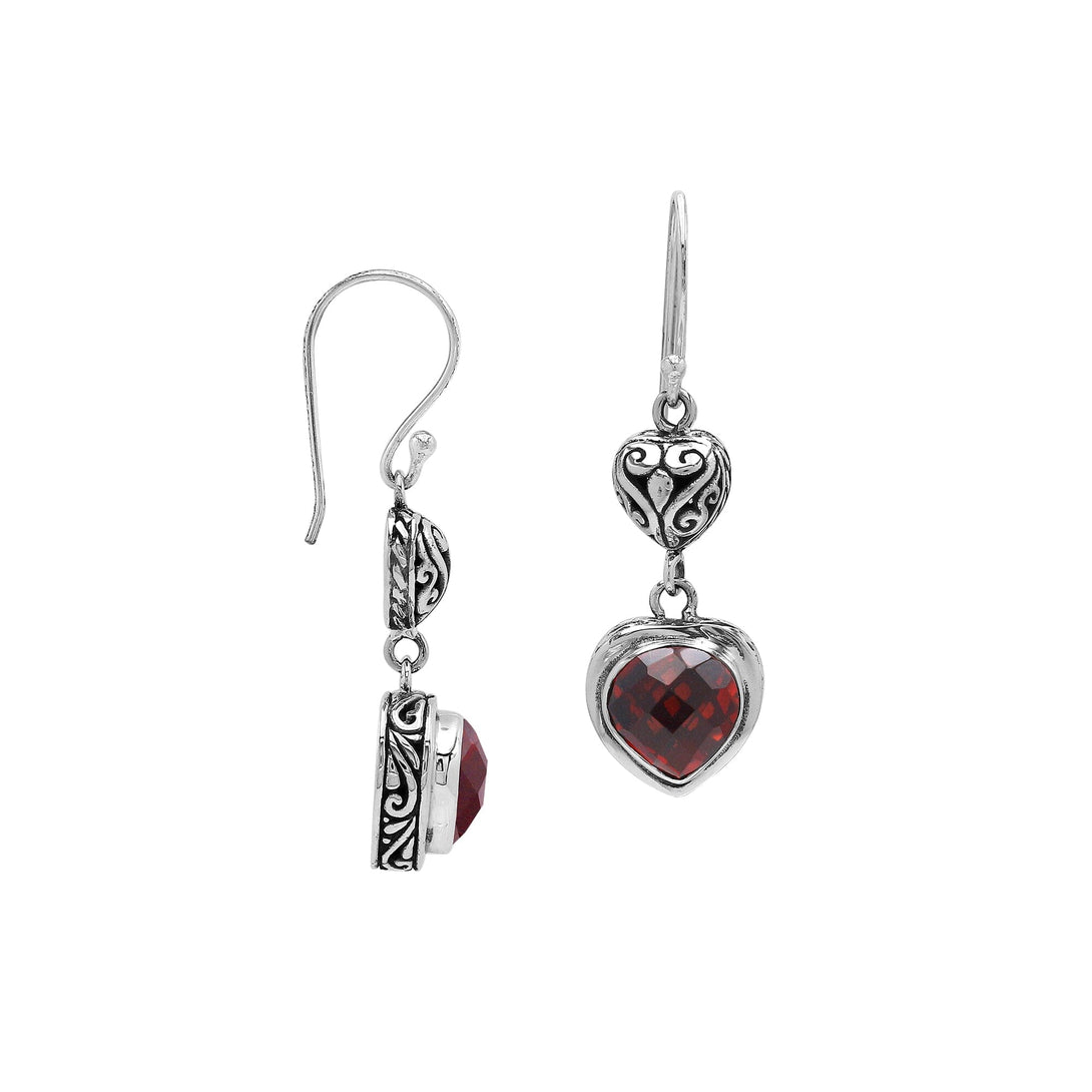 AE-1204-GA Sterling Silver Earring With Garnet Q. Jewelry Bali Designs Inc 