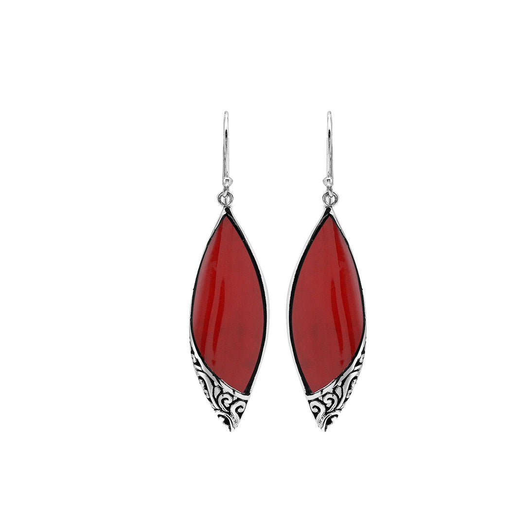 AE-1206-CR Sterling Silver Earring With Coral Jewelry Bali Designs Inc 