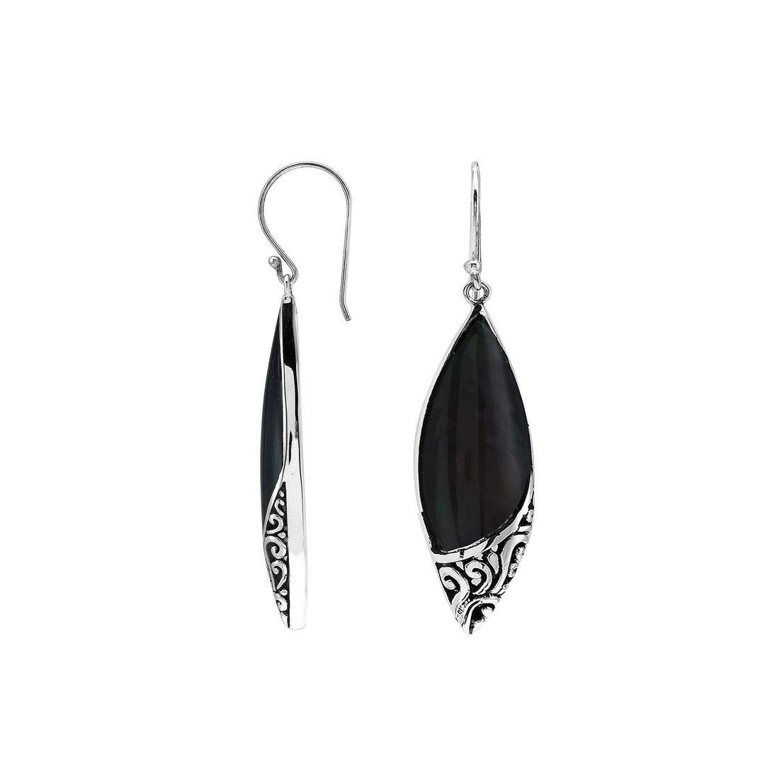 AE-1206-SHB Sterling Silver Earring With Black Shell Jewelry Bali Designs Inc 