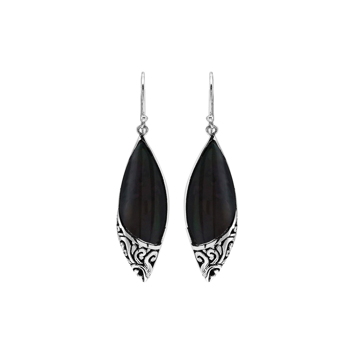 AE-1206-SHB Sterling Silver Earring With Black Shell Jewelry Bali Designs Inc 