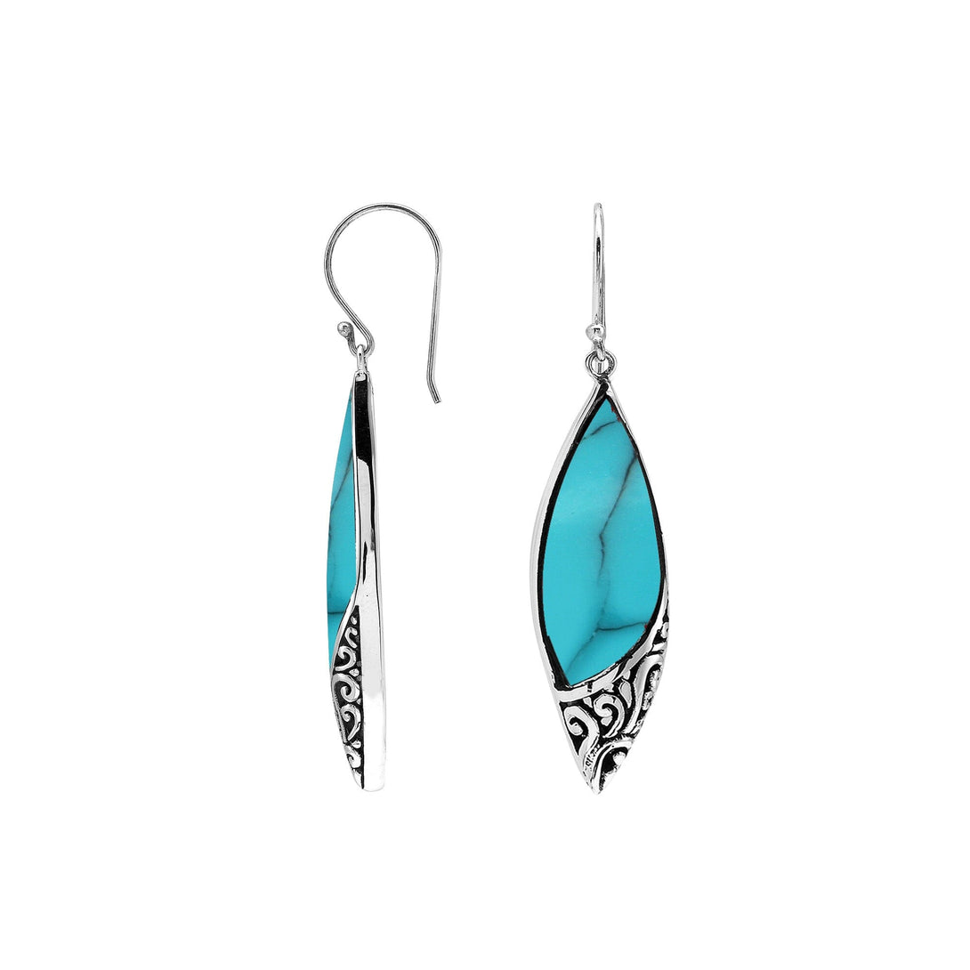 AE-1206-TQ Sterling Silver Earring With Turquoise Shell Jewelry Bali Designs Inc 