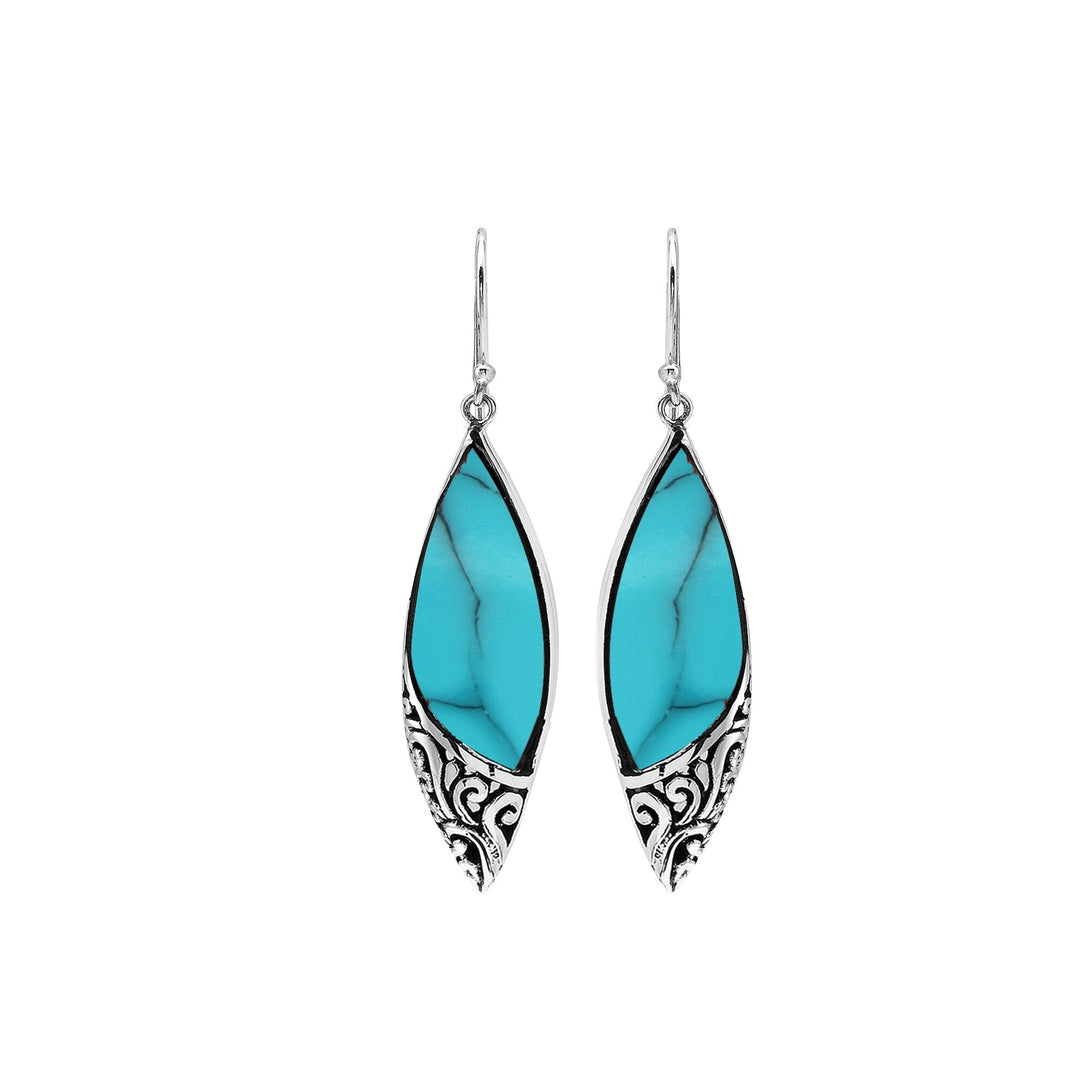 AE-1206-TQ Sterling Silver Earring With Turquoise Shell Jewelry Bali Designs Inc 