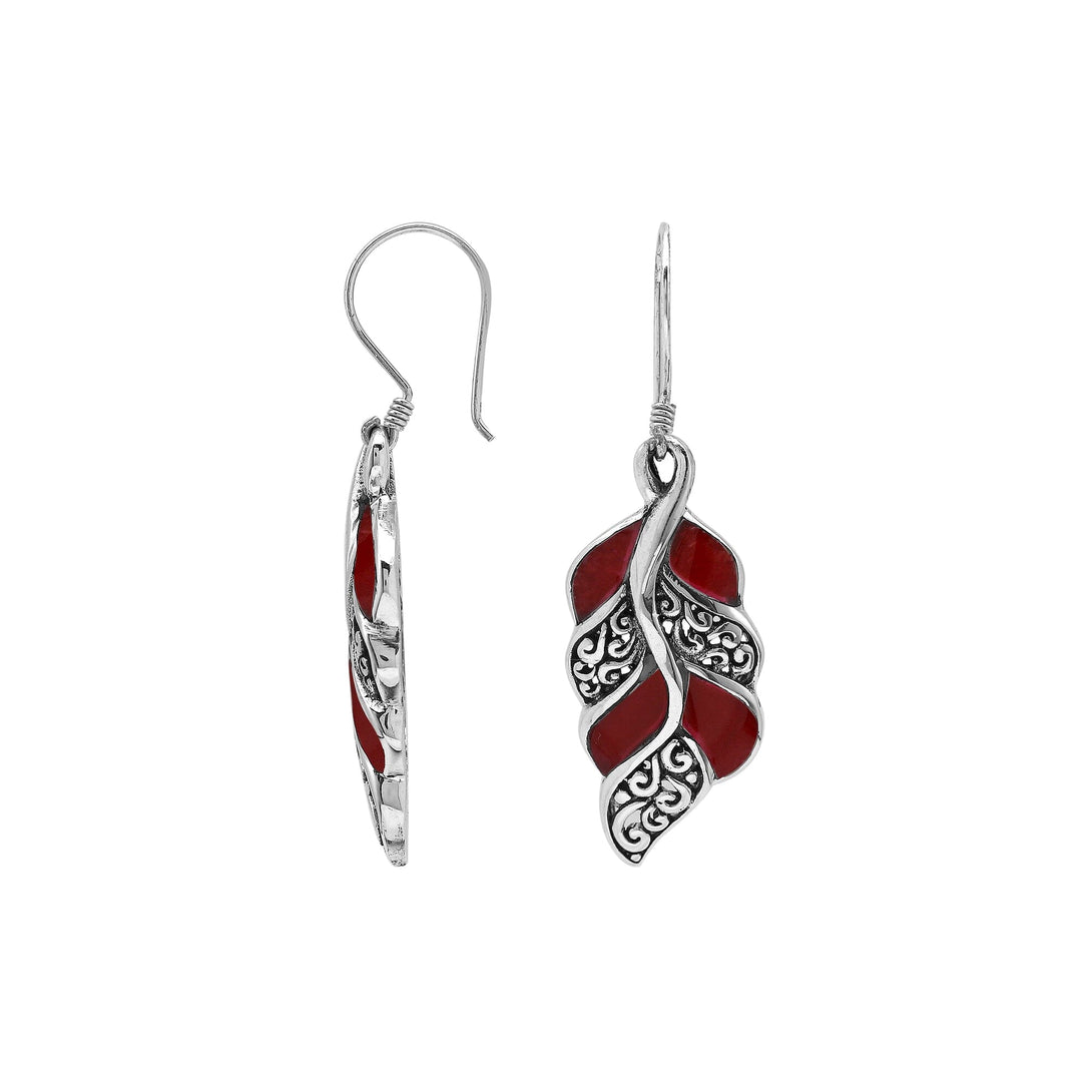 AE-1207-CR Sterling Silver Earring With Coral Jewelry Bali Designs Inc 