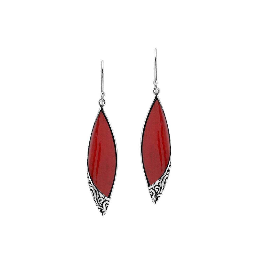 AE-1208-CR Sterling Silver Earring With Coral Jewelry Bali Designs Inc 