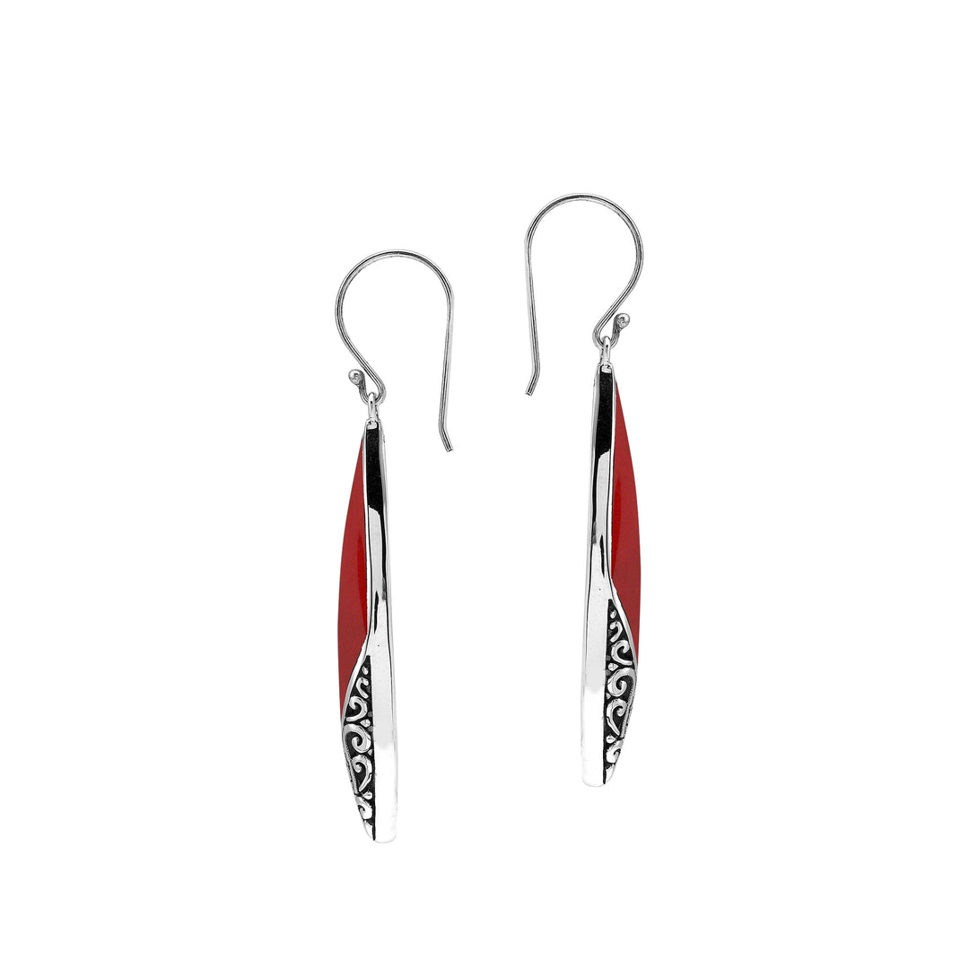 AE-1208-CR Sterling Silver Earring With Coral Jewelry Bali Designs Inc 