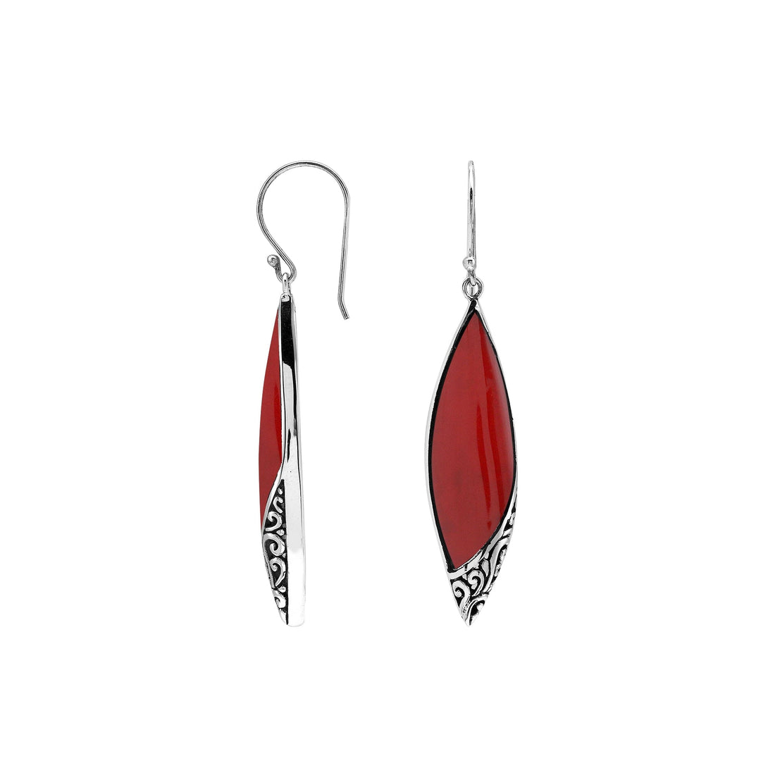 AE-1208-CR Sterling Silver Earring With Coral Jewelry Bali Designs Inc 