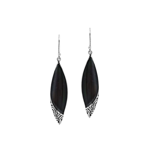 AE-1208-SHB Sterling Silver Earring With Black Shell Jewelry Bali Designs Inc 