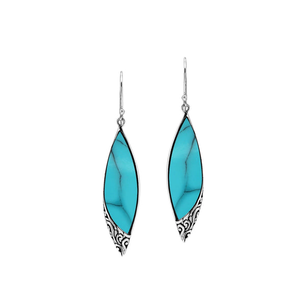 AE-1208-TQ Sterling Silver Earring With Turquoise Shell Jewelry Bali Designs Inc 