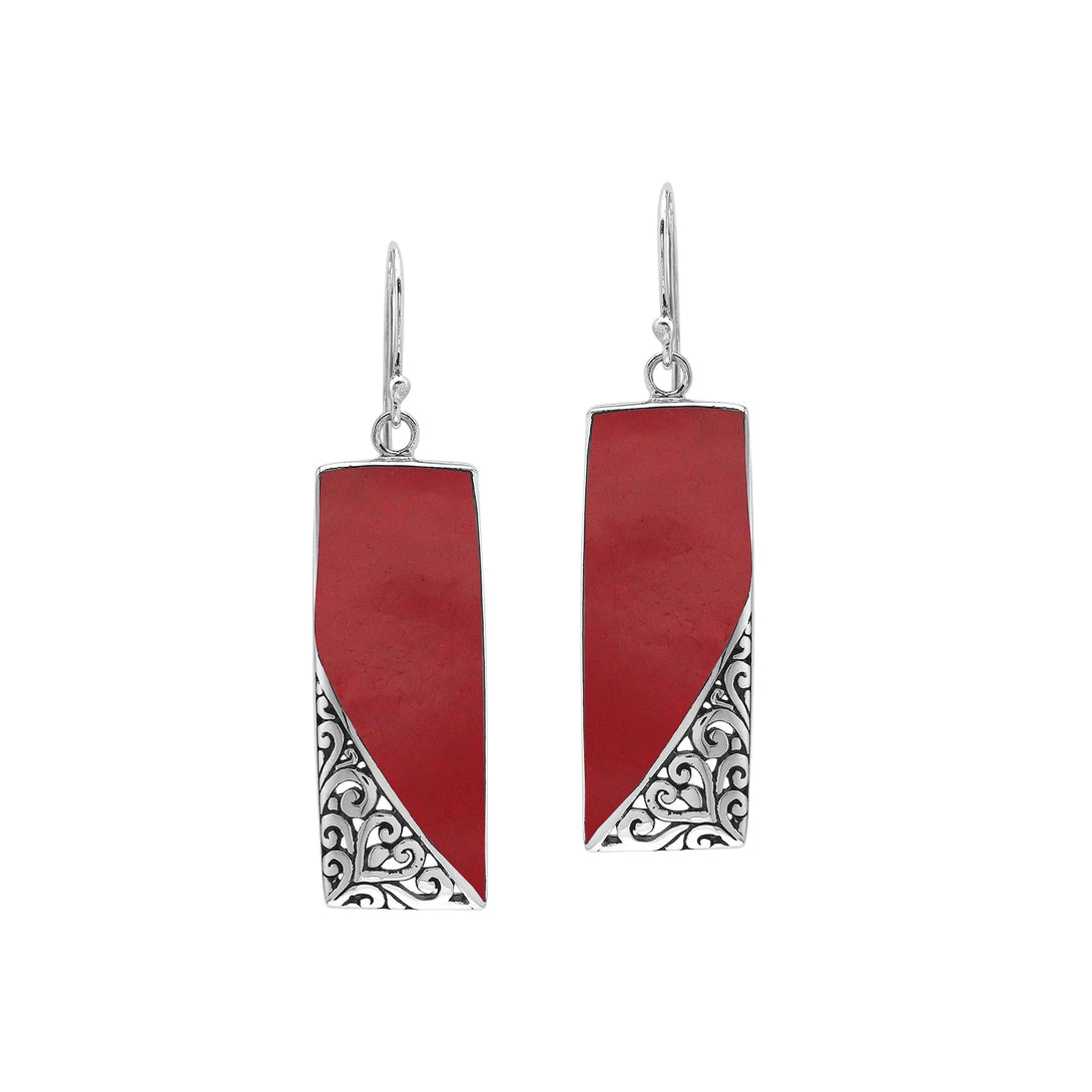 AE-1209-CR Sterling Silver Earring With Coral Jewelry Bali Designs Inc 