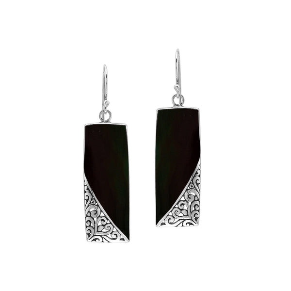 AE-1209-SHB Sterling Silver Earring With Black Shell Jewelry Bali Designs Inc 