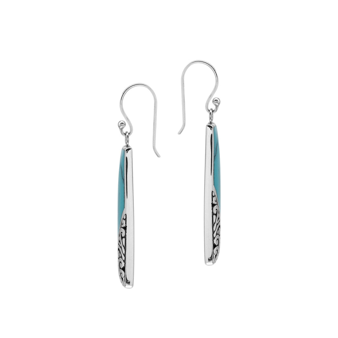 AE-1209-TQ Sterling Silver Earring With Turquoise Shell Jewelry Bali Designs Inc 