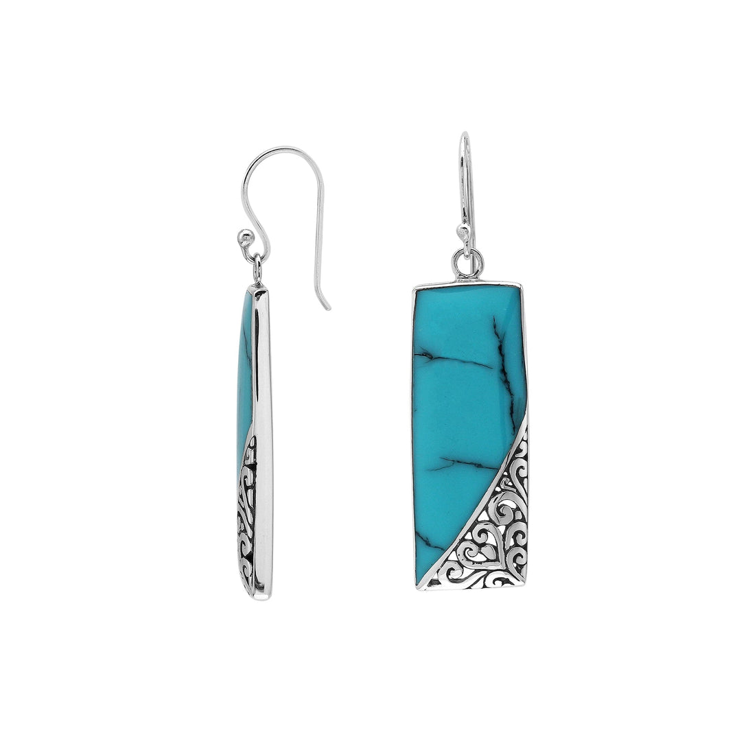 AE-1209-TQ Sterling Silver Earring With Turquoise Shell Jewelry Bali Designs Inc 