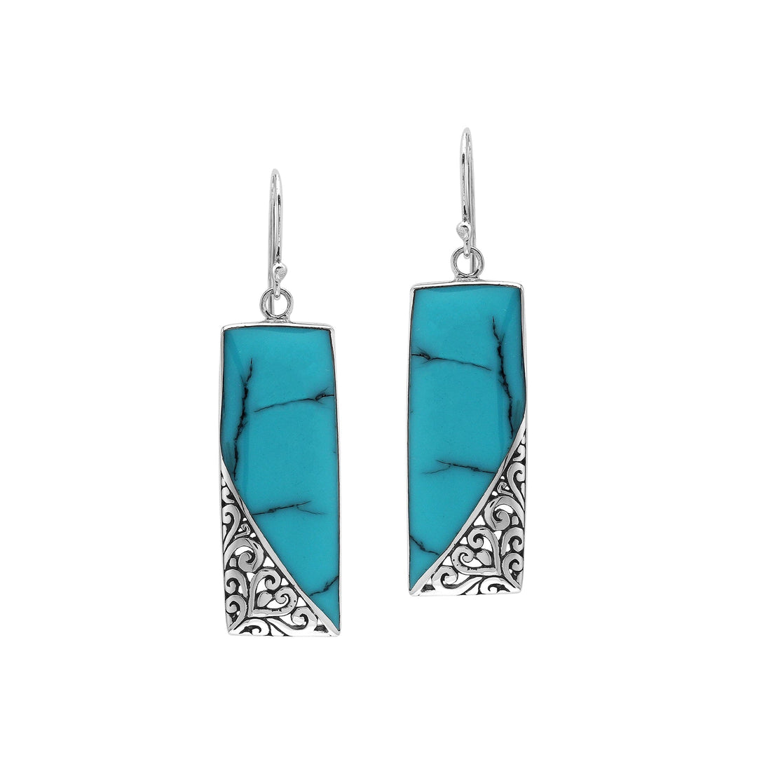 AE-1209-TQ Sterling Silver Earring With Turquoise Shell Jewelry Bali Designs Inc 