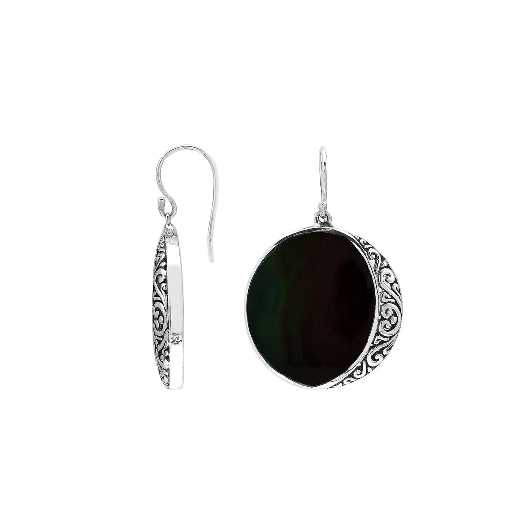 AE-1210-SHB Sterling Silver Earring With Black Shell Jewelry Bali Designs Inc 