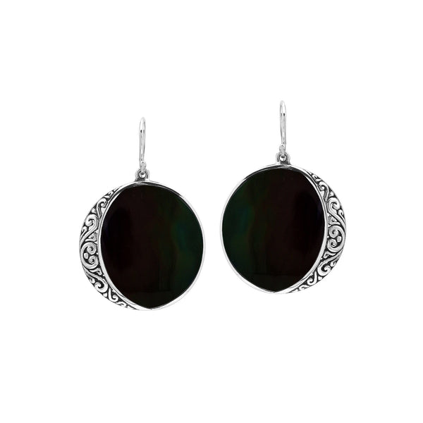 AE-1210-SHB Sterling Silver Earring With Black Shell Jewelry Bali Designs Inc 