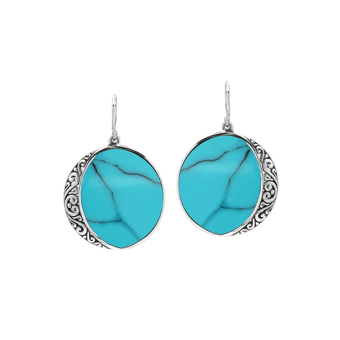 AE-1210-TQ Sterling Silver Earring With Turquoise Shell Jewelry Bali Designs Inc 