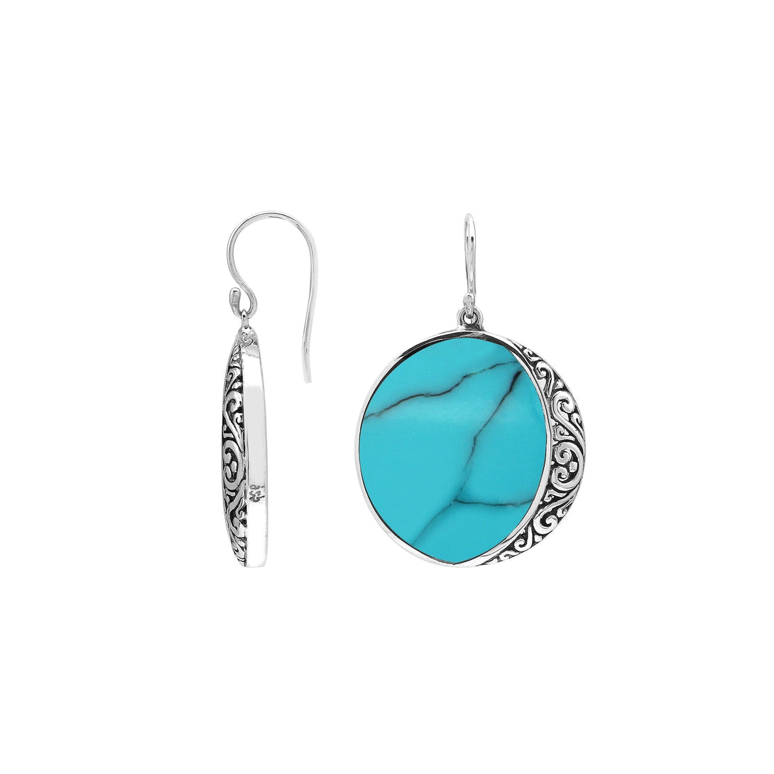 AE-1210-TQ Sterling Silver Earring With Turquoise Shell Jewelry Bali Designs Inc 