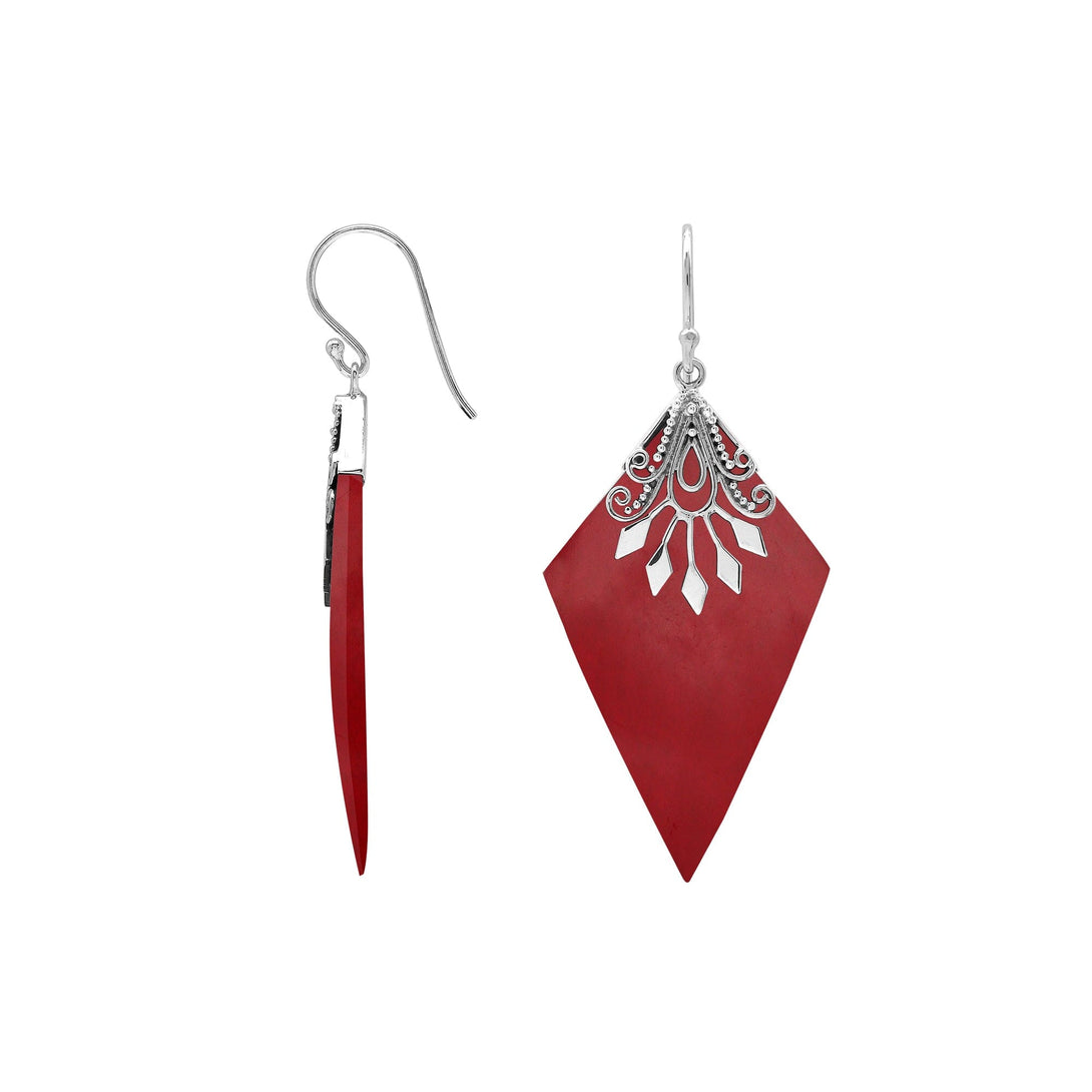 AE-1212-CR Sterling Silver Earring With Coral Jewelry Bali Designs Inc 