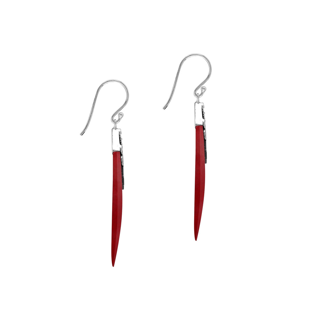 AE-1212-CR Sterling Silver Earring With Coral Jewelry Bali Designs Inc 