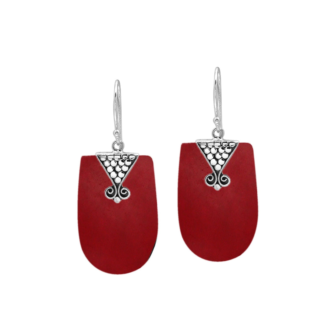 AE-1215-CR Sterling Silver Earring With Coral Jewelry Bali Designs Inc 