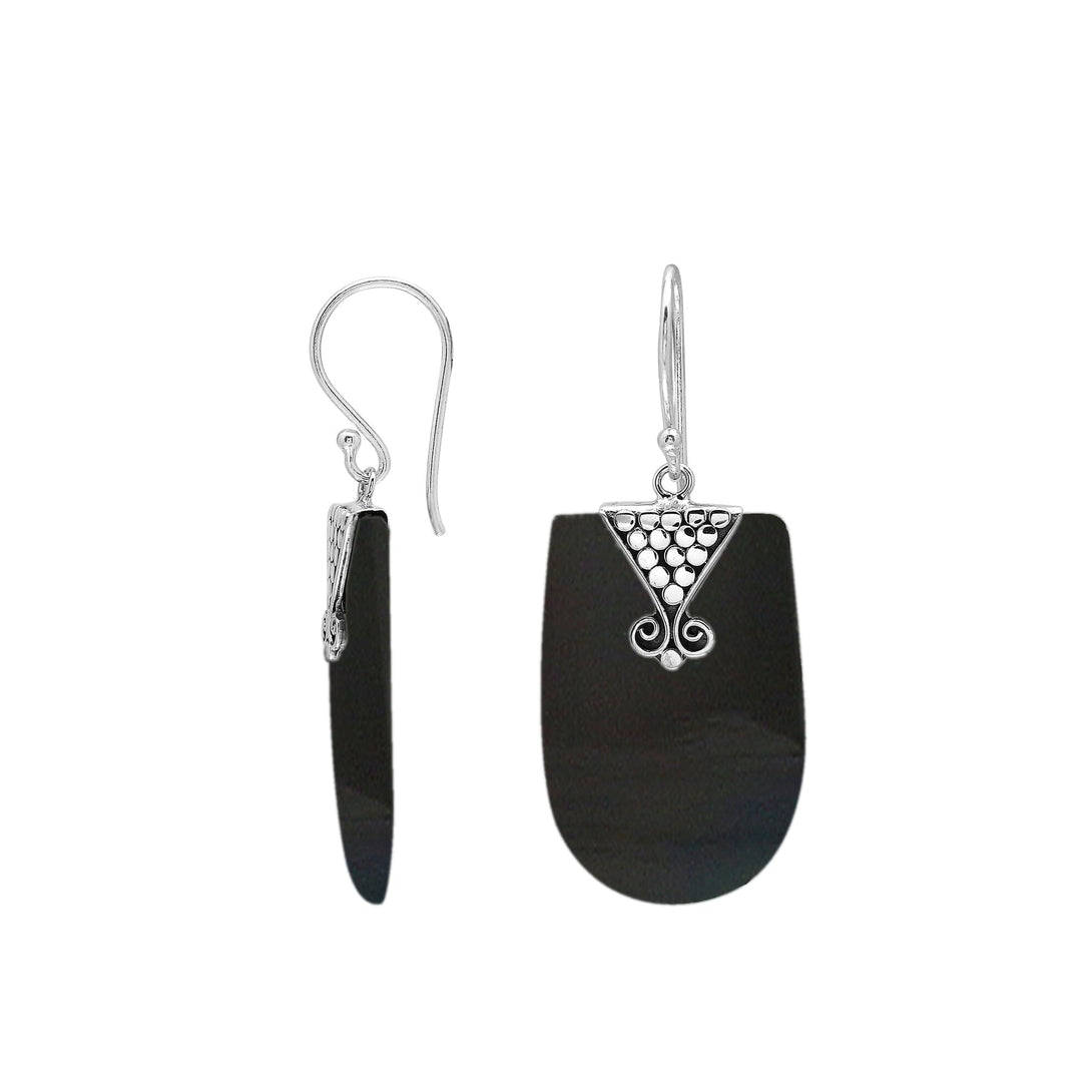 AE-1215-SHB Sterling Silver Earring With Black Shell Jewelry Bali Designs Inc 