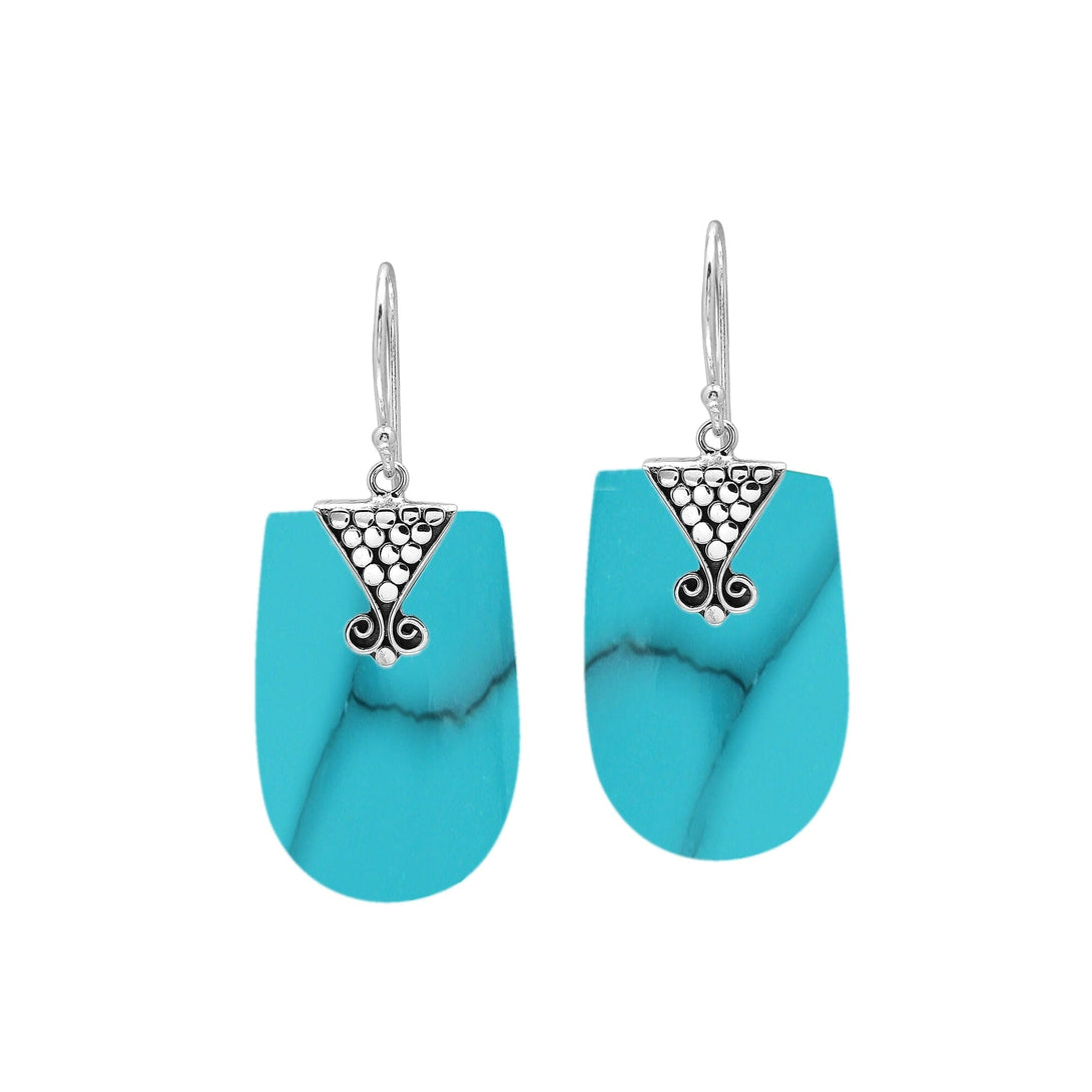 AE-1215-TQ Sterling Silver Earring With Turquoise Shell Jewelry Bali Designs Inc 