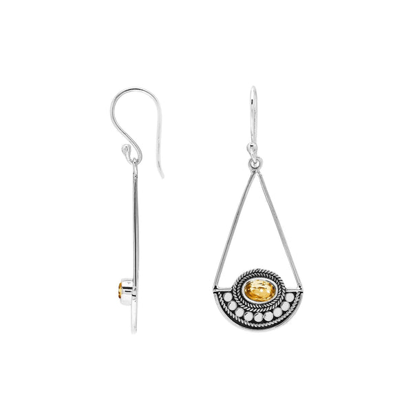 AE-1218-CT Sterling Silver Earring With Citrine Q. Jewelry Bali Designs Inc 