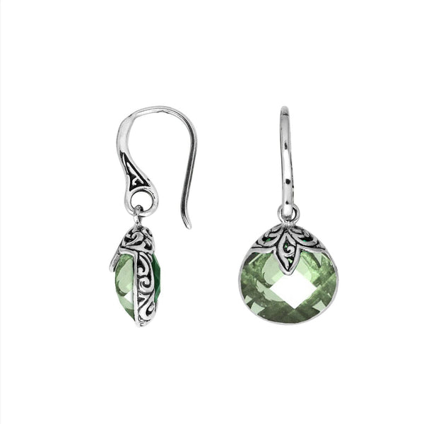 AE-6180-GAM Sterling Silver Pears Shape Earring With Green Amethyst Q. Jewelry Bali Designs Inc 