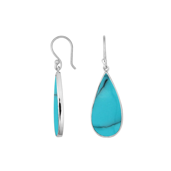 AE-6188-TQ Sterling Silver Pear Shape Earring With Turquoise Shell Jewelry Bali Designs Inc 