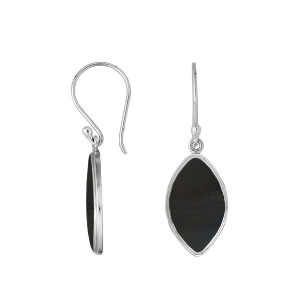 AE-6236-SHB Sterling Silver Marquise Shape Earring With Black Shell Jewelry Bali Designs Inc 