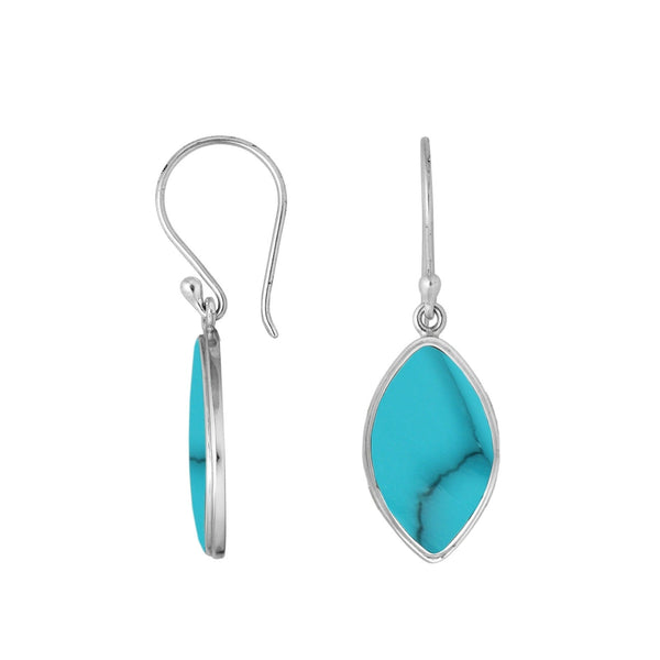 AE-6236-TQ Sterling Silver Marquise Shape Earring With Turquoise Shell Jewelry Bali Designs Inc 