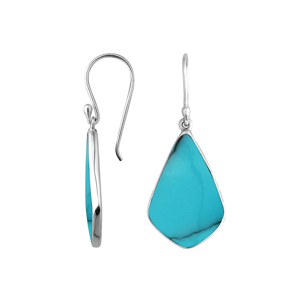 AE-6246-TQ Sterling Silver Fancy Shape Earring With Turquoise Shell Jewelry Bali Designs Inc 