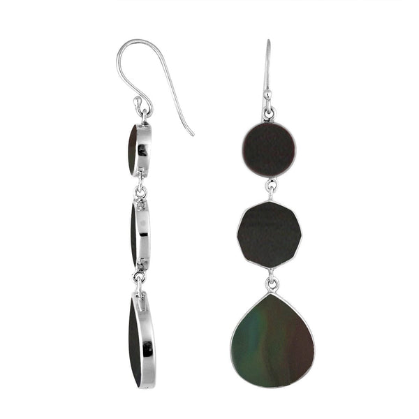 AE-6248-SHB Sterling Silver Earring With Black Shell Jewelry Bali Designs Inc 