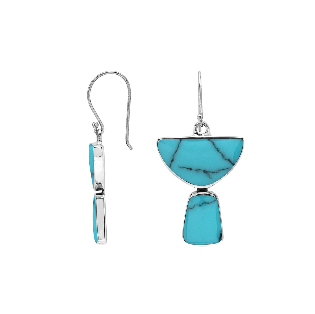 AE-6348-TQ Sterling Silver Earring With Turquoise Shell Jewelry Bali Designs Inc 