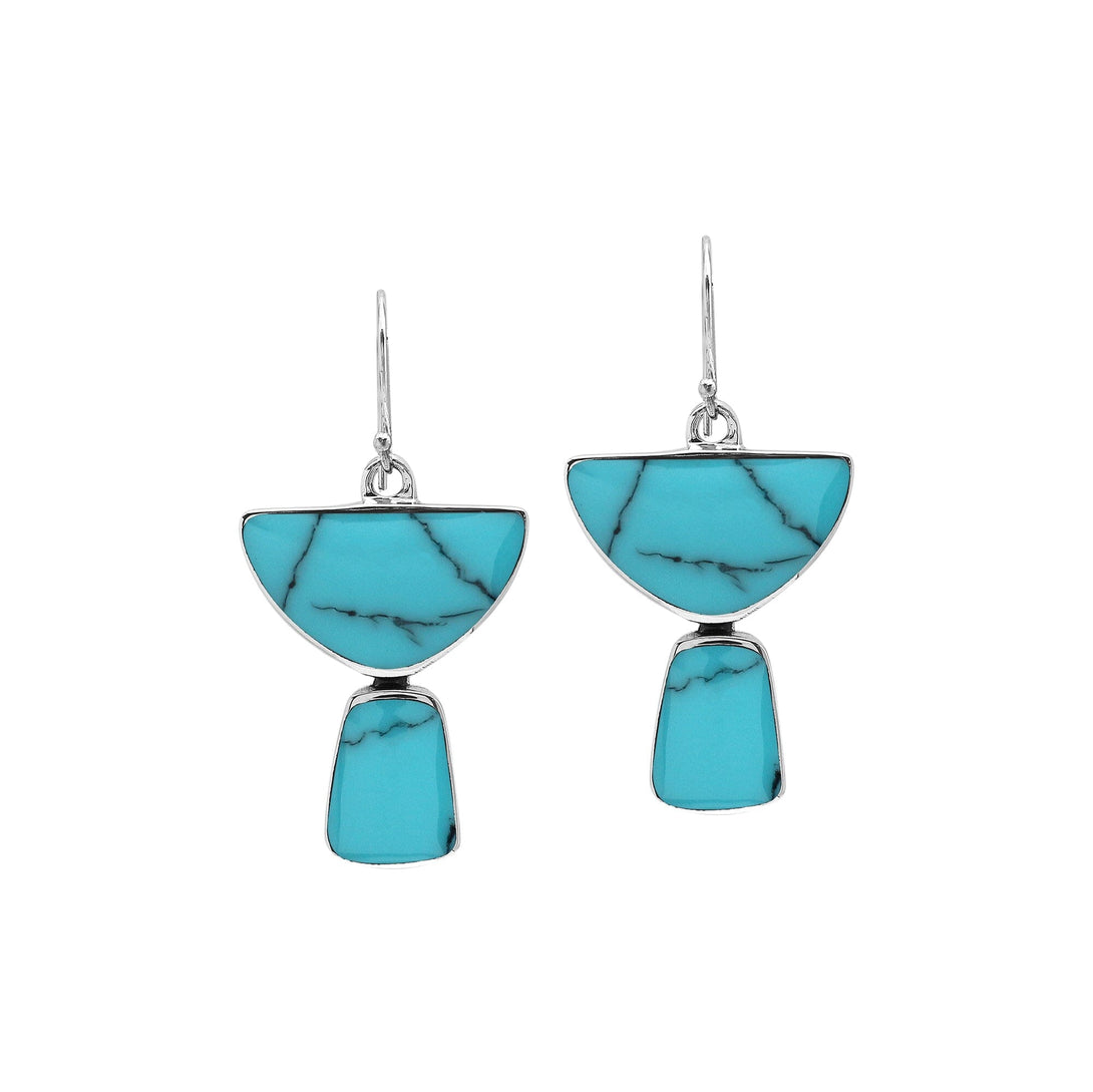 AE-6348-TQ Sterling Silver Earring With Turquoise Shell Jewelry Bali Designs Inc 