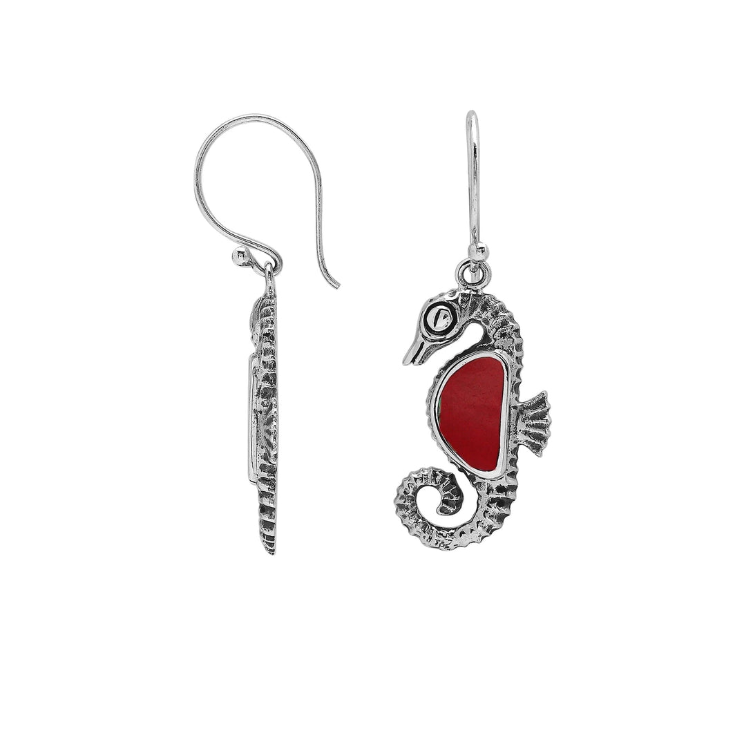 AE-6352-CR Sterling Silver Earring With Coral Jewelry Bali Designs Inc 