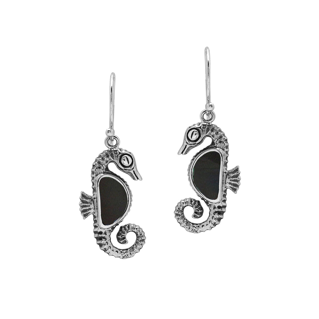 AE-6352-SHB Sterling Silver Earring With Black Shell Jewelry Bali Designs Inc 