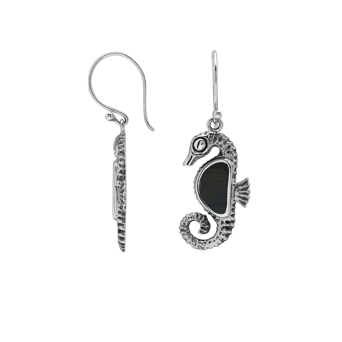 AE-6352-SHB Sterling Silver Earring With Black Shell Jewelry Bali Designs Inc 