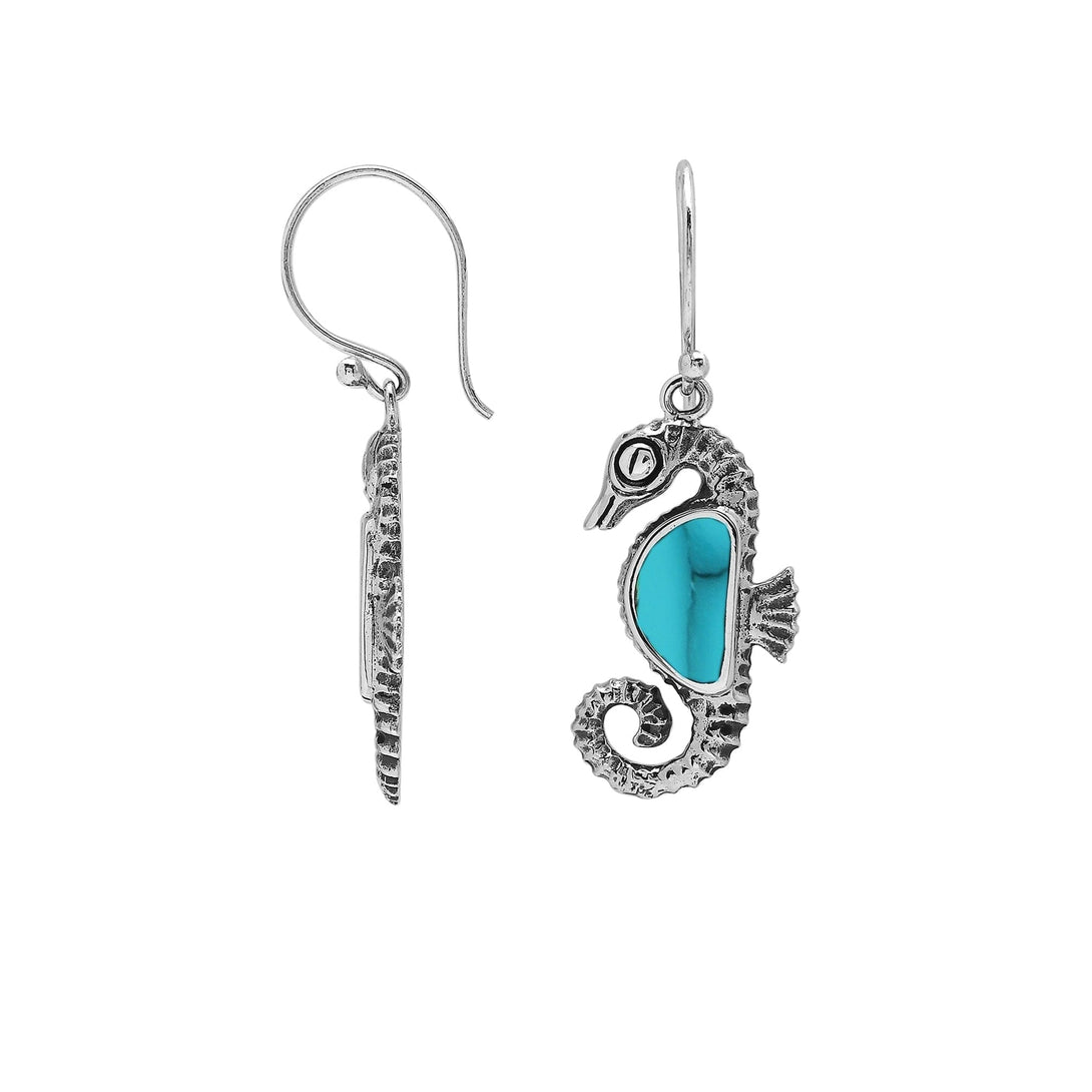 AE-6352-TQ Sterling Silver Earring With Turquoise Shell Jewelry Bali Designs Inc 