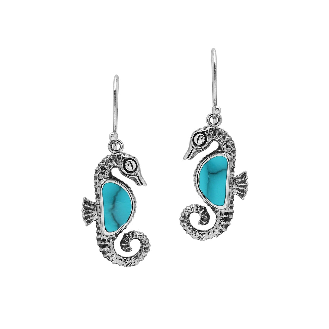 AE-6352-TQ Sterling Silver Earring With Turquoise Shell Jewelry Bali Designs Inc 