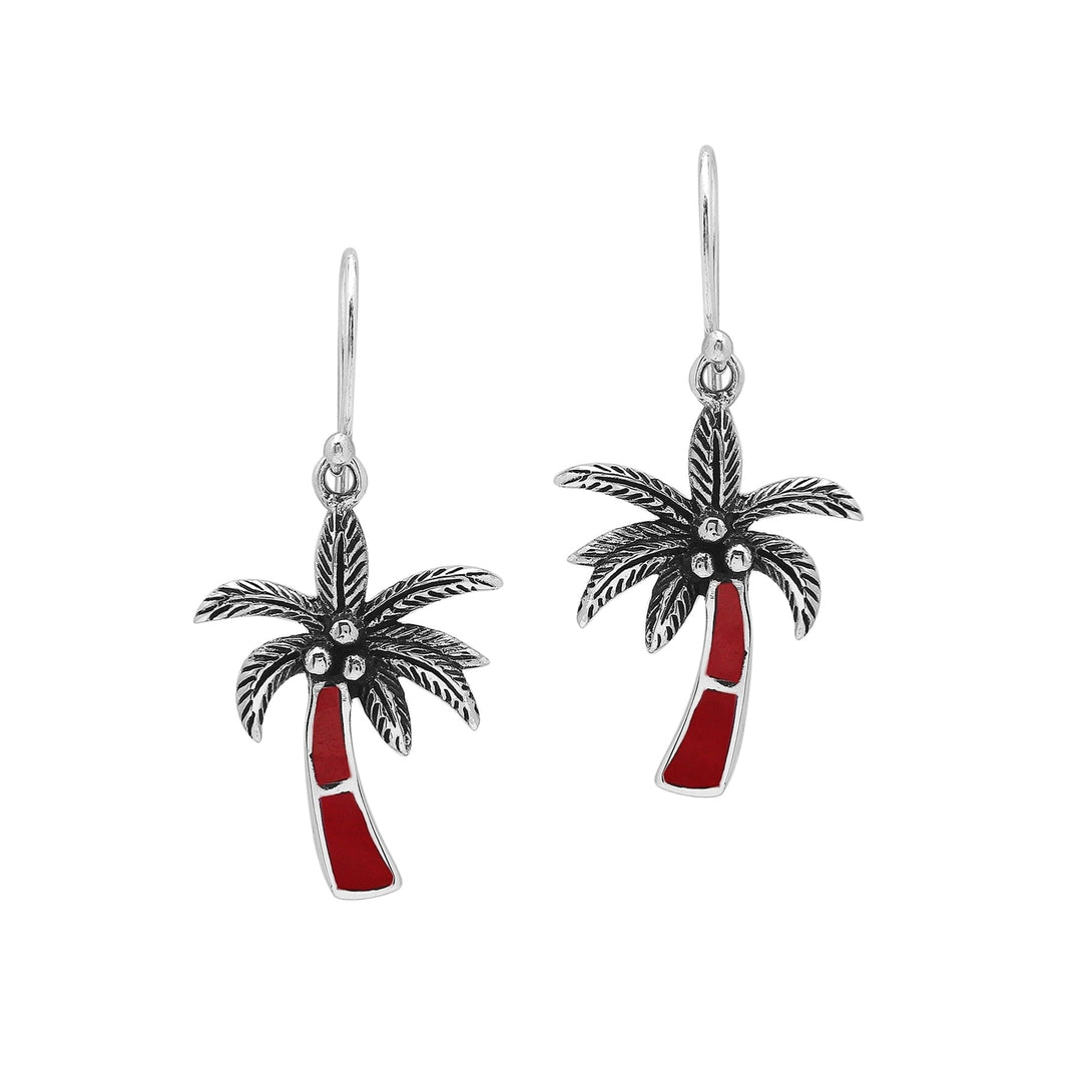 AE-6353-CR Sterling Silver Earring With Coral Jewelry Bali Designs Inc 